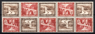1936 Third Reich, Germany, Tete-beche, Se-tenant, Zusammendrucke, Block (Mi. SK 30, CV $40)