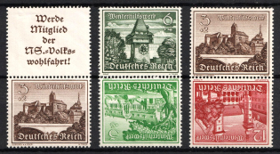 1939 Third Reich, Germany, Tete-beches, Se-tenants, Zusammendrucke (Mi. S 257, SK 35, SK 36, CV $30)