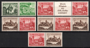 1939 Third Reich, Germany, Se-tenants, Zusammendrucke, Pair (Mi. W 136, W 143 - W 146, CV $50)