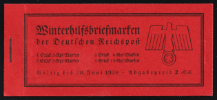 1937 Complete Booklet with stamps of Third Reich, Germany, Excellent Condition (Mi. MH 44, CV $170)