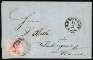1864 (14 Feb) Thurn and Taxis, German States, Germany, Cover from Arnstadt to Leubingen franked with 1sgr (Mi. 29, CV $80)