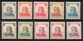 1916 Wurttemberg, German States, Germany (Mi. 241 - 250, Full Set, CV $30)