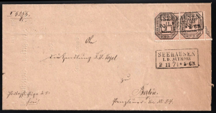 1870 (12 Nov) North Germany, German States, Germany, Cover from Seehausen to Berlin franked with Pair of Official Stamps 1/2gr (Mi. 3, CV $40)