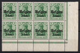 1916-18 5c Belgium, German Occupation, Germany, Block (Mi. 12, Corner Margin, CV $30, MNH)