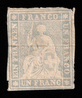 1854 Switzerland (Mi. 18 ll, CV $1,150)