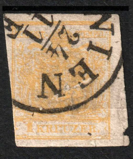 1850 1Kr Austria (Mi. 79, Used, CV $110)
