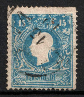 1858 1Kr Austria (Mi. 11 Il, Used, CV $25)