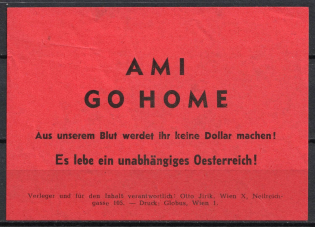 Austria, Vienna, 'You won't make dollars out of our blood! Long live an independent Austria!', Propaganda Leaflet