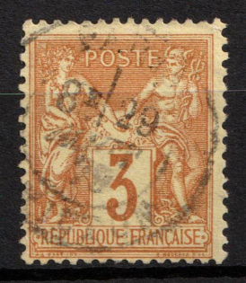 1878 3Fr France (Mi. 70, Used, CV $55)