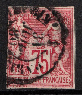 1877 75Fr French Colonial Empire (Mi. 34 A, Used, CV $170)
