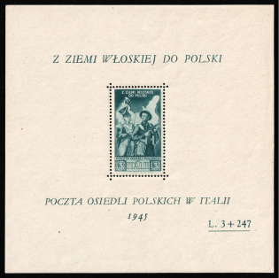 1946 Barletta - Trani, Polish II Corps in Italy, Poland, DP Camp, Displaced Persons Camp, Souvenir Sheet (Wilhelm Bl. 3, CV $170, MNH)