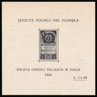 1946 Barletta - Trani, Polish II Corps in Italy, Poland, DP Camp, Displaced Persons Camp, Souvenir Sheet (Wilhelm Bl. 2, CV $170)