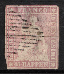 1854 15Rp Luxemburg (Mi. 15 ll, Thin Paper, Used, CV $80)