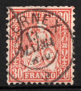 1862 30Rp Switzerland (Mi. 25, Used, CV $55)
