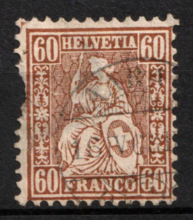 1863 60Rp Switzerland (Mi. 27, Used, CV $220)