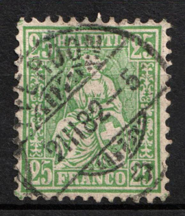 1881 25C Switzerland (Mi. 41, Used, CV $140)