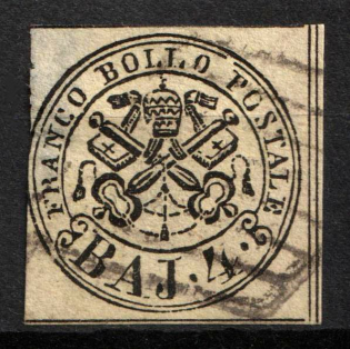 1852 4B Papal States (Mi. 5 C, Used, CV $70)