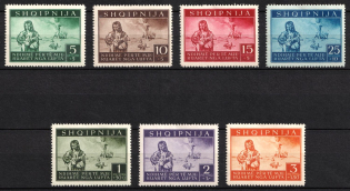1944 Albania, German Occupation, Germany (Mi. 15 - 21, Full Set, CV $100, MNH)