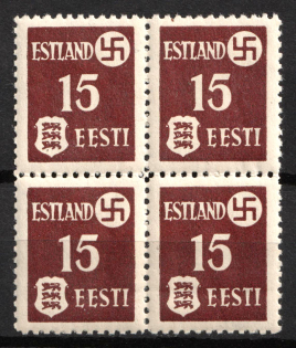 194115k Estonia, German Occupation, Germany, Block of Four (Mi. 1 y, CV $140, MNH)