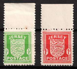 1941-42 Jersey, German Occupation, Germany (Mi. 1 y - 2 y, Full Set, Margins, CV $30, MNH)