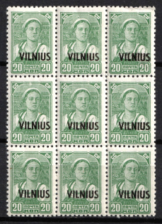 1941 20k Vilnius, Lithuania, German Occupation, Germany, Block (Mi. 13, CV $40)