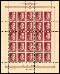 1942 30gr General Government, Germany, Full Sheet (Mi. 89, CV $30, MNH)