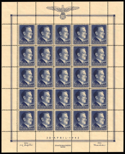 1942 50gr General Government, Germany, Full Sheet (Mi. 90, CV $30, MNH)