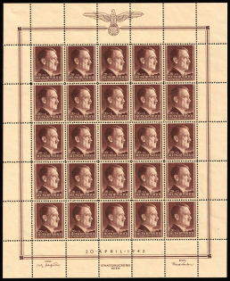 1942 1.20zl General Government, Germany, Full Sheet (Mi. 91, CV $30, MNH)