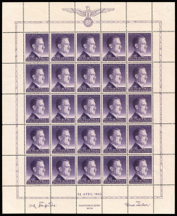 1943 12gr General Government, Germany, Full Sheet (Mi. 101, CV $30, MNH)