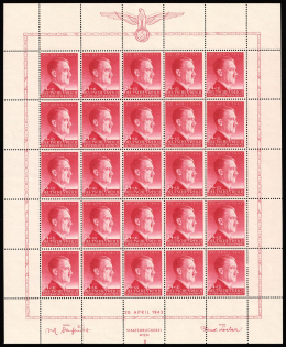 1943 24gr General Government, Germany, Full Sheet (Mi. 102, CV $30, MNH)