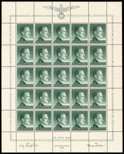 1943 84gr General Government, Germany, Full Sheet (Mi. 103, CV $30, MNH)