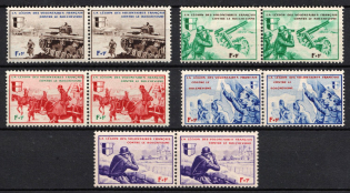1942 French Legion, Germany, Pairs (Mi. VI - X, Full Set, CV $80, MNH)