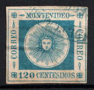 1859 120C Uruguay (Mi. 11, Used, CV $40)