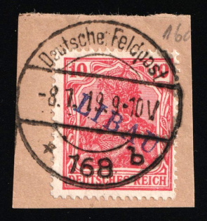 1919 10pf Liepaja (Libau) on piece, Latvia, German Occupation, Germany (Mi. 2 B a, Used, Signed, CV $70)