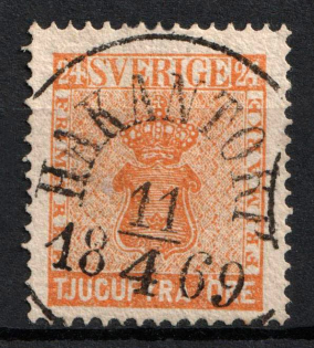 1866 24øre Sweden (Mi. 10 A, Used, CV $40)