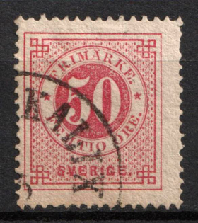 1872 50øre Sweden (Mi. 25 A, Used, CV $50)