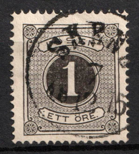 1874 1øre Postage Due Stamp, Sweden (Mi. 1 A, Used, CV $40)