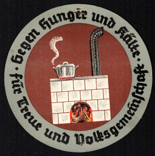 'Against Hunger and Cold. For Loyalty and the People', Propaganda Label Stamp, Third Reich Nazi Germany