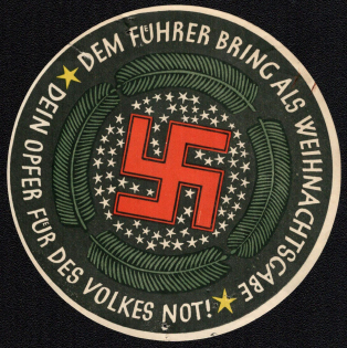 'Your Sacrifice for the People's Need', Propaganda Label Stamp, Third Reich Nazi Germany