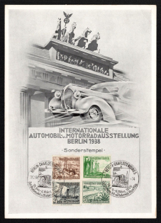 1938 'International Automobile Motorby Exhibition Berlin 1938', Propaganda Souvenir Sheet, Third Reich Nazi Germany