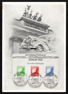 1938 'International Automobil Motorcycle Exhibition Berlin 1938', Propaganda Souvenir Sheet, Third Reich Nazi Germany