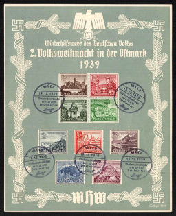 1939 'Winter Aid Work of the German People Volksweihnacht in the Often Mark in 1939', Propaganda Souvenir Sheet, Third Reich Nazi Germany
