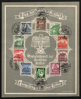 1941 'Day of the Stamp 1941', Propaganda Souvenir Sheet, Third Reich Nazi Germany