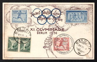 1936 'Torch Season Run Olympia Berlin XI', Propaganda Souvenir Sheet, Third Reich Nazi Germany