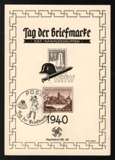 1940 'Day of the Stamp K.d.f.-Collector Groups', Propaganda Souvenir Sheet, Third Reich Nazi Germany