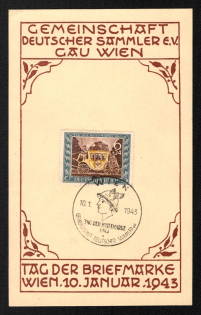 1943 'Community of German Collectors Cau Vienna Day of the Stamp 1943', Propaganda Souvenir Sheet, Third Reich Nazi Germany