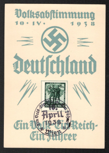 1938 'People's Vote Germany an Empire a Guide', Propaganda Souvenir Sheet, Third Reich Nazi Germany