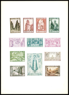 1933 Belgium, Private Reprint of the Issue 'Grand Orval', Full Sheet (White Paper, MNH)