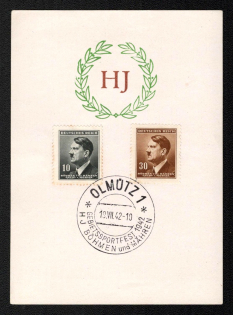 1942 'HJ', Propaganda Souvenir Sheet, Third Reich Nazi Germany