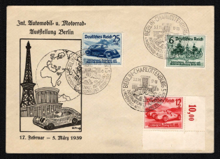 1939 Cover 'Automobile u Motorcycle Exhibition Berlin', Propaganda Souvenir Sheet, Third Reich Nazi Germany